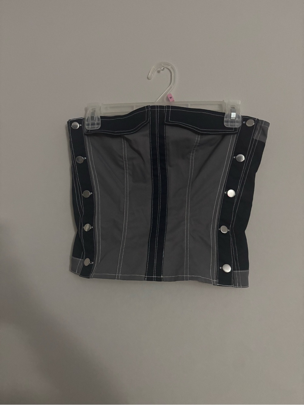 Gray and Black Button-Accent Mini Skirt